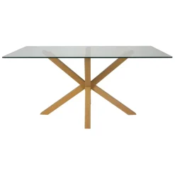 Fabrique de Styles Table De Salle À Manger>Table à manger en verre trempé et métal 180x90cm - Adela Naturel