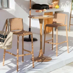 Fabrique de Styles Tables De Jardin|Jardin>Table bar rond en fer d60cm - Lumi Beige