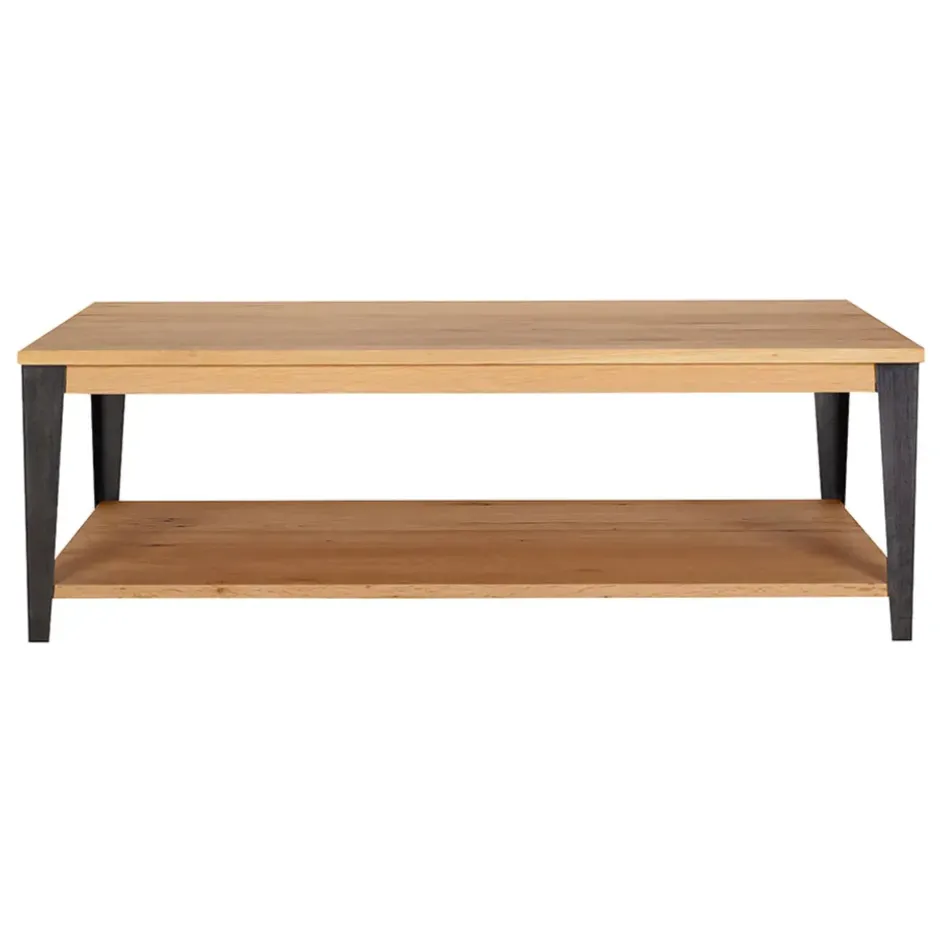 Fabrique de Styles Table Basses>Table basse en chêne massif et pieds acier L120cm - Manny Naturel