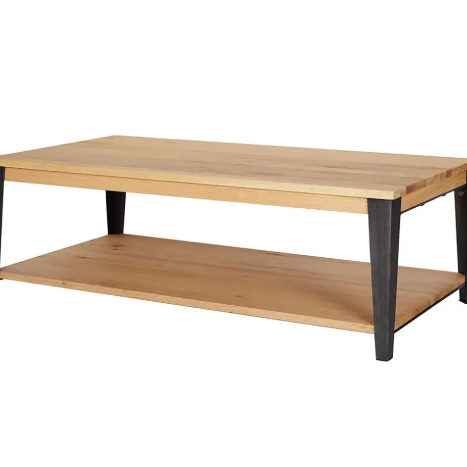 Fabrique de Styles Table Basses>Table basse en chêne massif et pieds acier L120cm - Manny Naturel