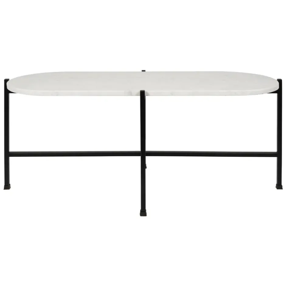 Fabrique de Styles Table Basses>Table basse en marbre et fer blanc et noir 100x40cm - Eskela Blanc, Noir