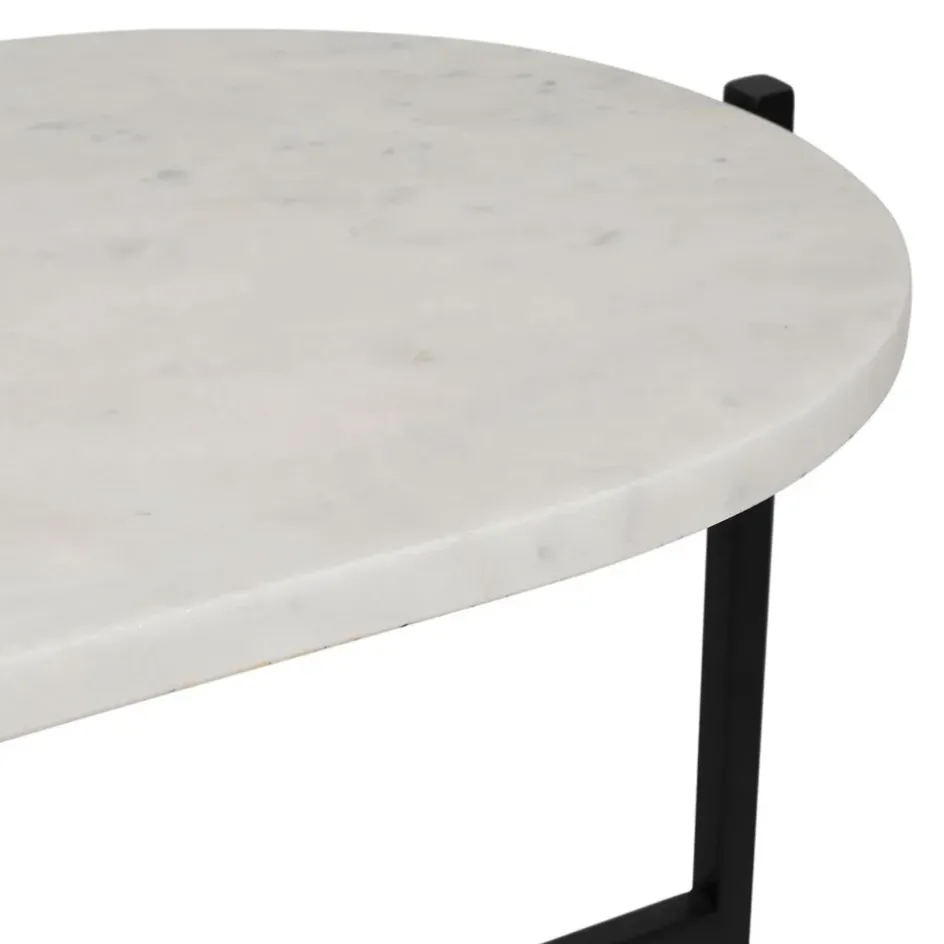 Fabrique de Styles Table Basses>Table basse en marbre et fer blanc et noir 100x40cm - Eskela Blanc, Noir