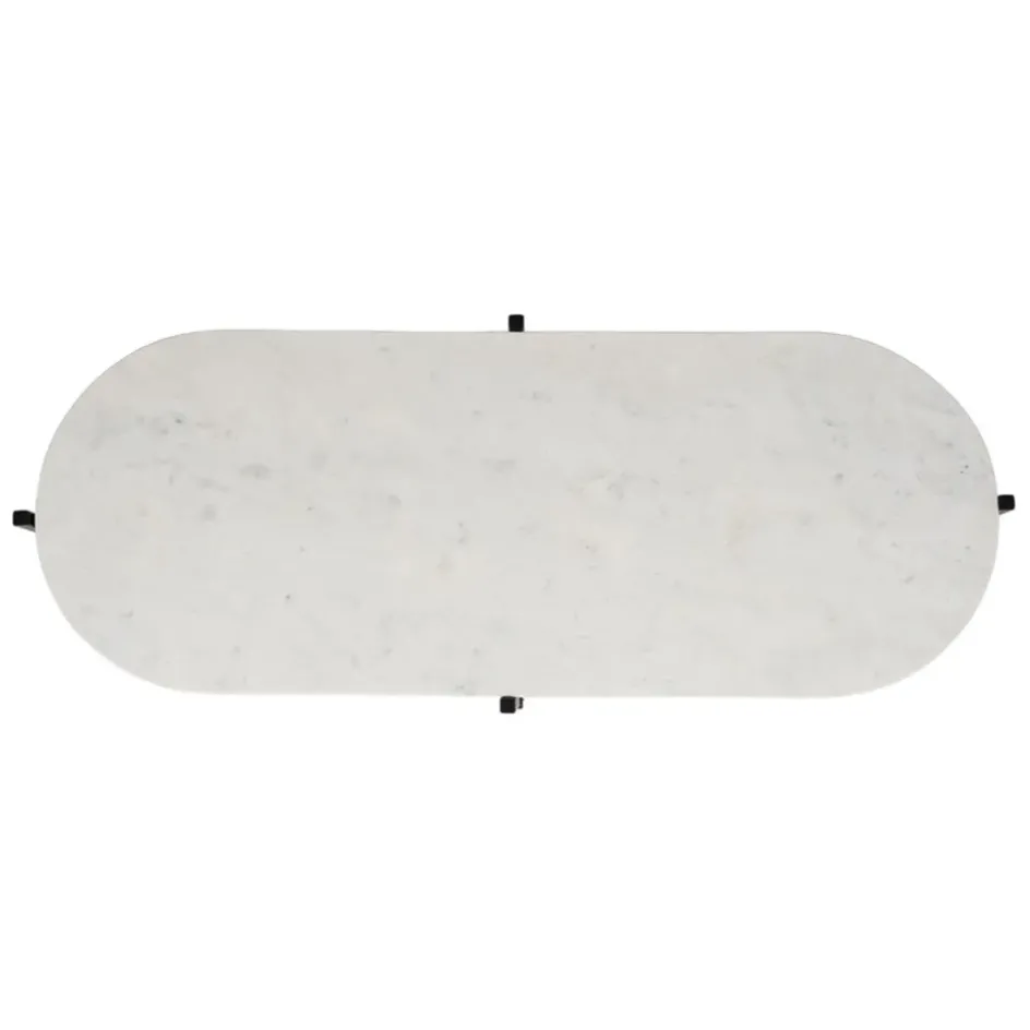 Fabrique de Styles Table Basses>Table basse en marbre et fer blanc et noir 100x40cm - Eskela Blanc, Noir