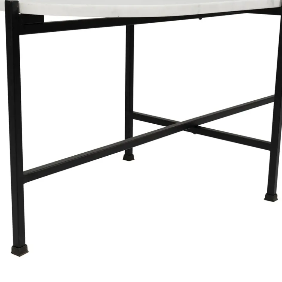 Fabrique de Styles Table Basses>Table basse en marbre et fer blanc et noir 100x40cm - Eskela Blanc, Noir