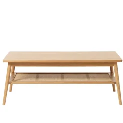 Fabrique de Styles Table Basses>Table basse en placage chêne et cannage l120cm - barrali Naturel