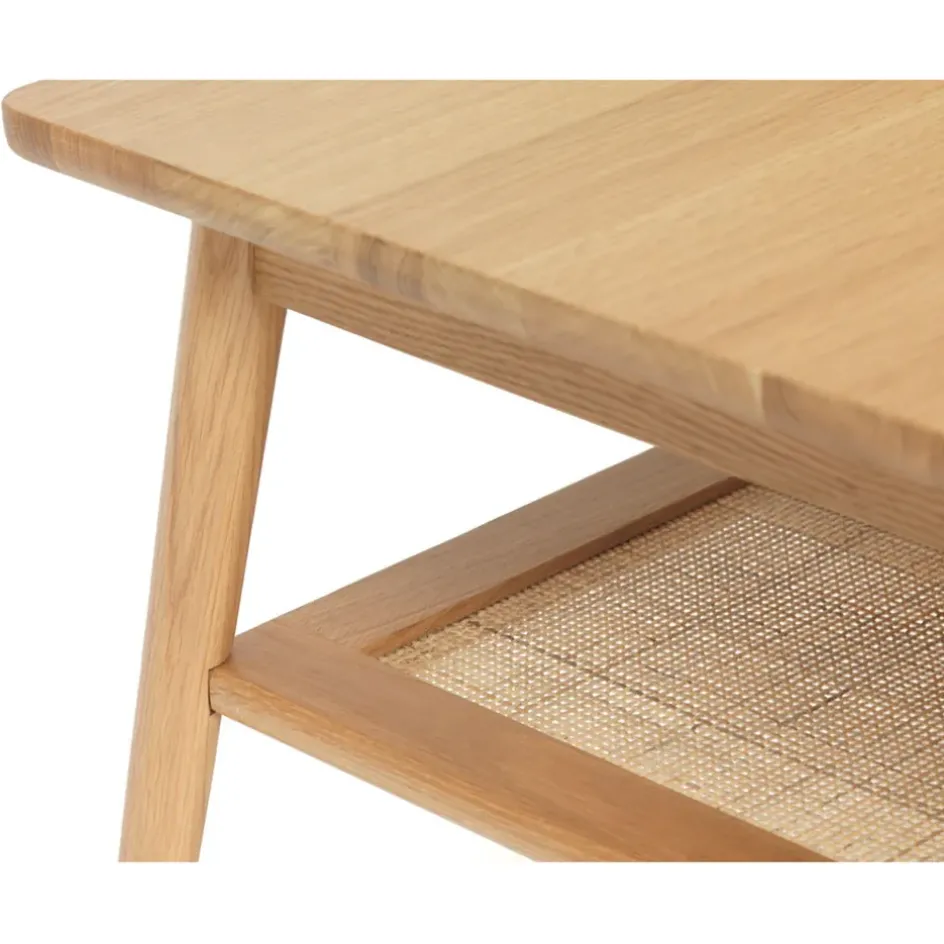 Fabrique de Styles Table Basses>Table basse en placage chêne et cannage l120cm - barrali Naturel