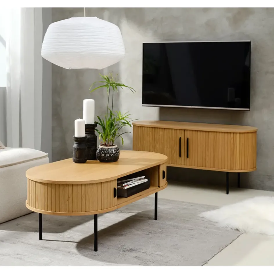 Fabrique de Styles Table Basses>Table basse en placage chêne 120x60 cm - nola Naturel