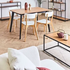 Fabrique de Styles Table Basses>Table basse en plaqué chêne et métal noir L100cm - Senzo Naturel