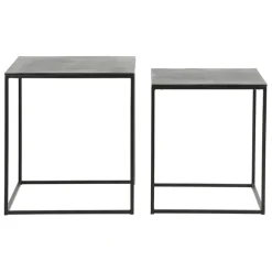 Fabrique de Styles Table Basses>Table basse gigogne carrée (lot de 2) en aluminium et fer - Felia Noir