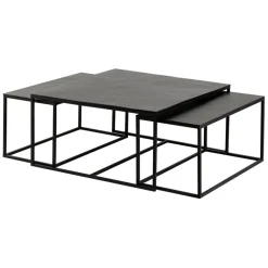 Fabrique de Styles Table Basses>Table basse gigogne carrée (lot de 3) en fer - Felia Noir