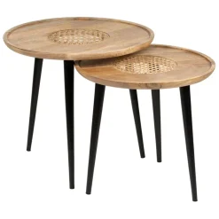 Fabrique de Styles Table Basses>Table basse gigogne (lot de 2) en manguier et fer noir - Balamea Naturel