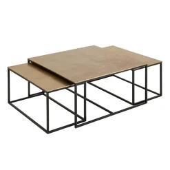 Fabrique de Styles Table Basses>Table basse gigogne (lot de 3) en fer - Félia Doré