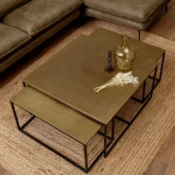 Fabrique de Styles Table Basses>Table basse gigogne (lot de 3) en fer - Félia Doré