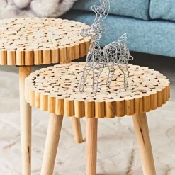 Fabrique de Styles Table Basses>Table basse gigogne ronde (lot de 2) en bois de pin - Rubin Naturel