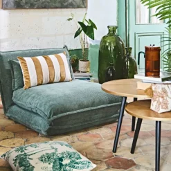 Fabrique de Styles Table Basses>Table basse gigogne ronde (lot de 2) en pin - Faya Naturel, Noir