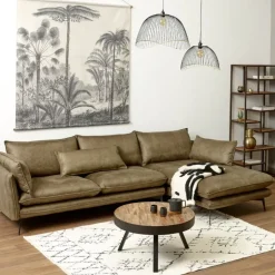 Fabrique de Styles Table Basses>Table basse ronde en teck recyclé et métal d76cm - Wally Naturel