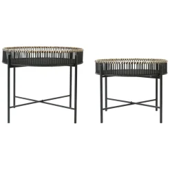 Fabrique de Styles Table Basses>Table basse ronde (x2) en bambou et fer Noir