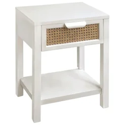 Fabrique de Styles Tables De Chevet>Table de chevet en sapin et naturel 1 tiroir - Adela Blanc