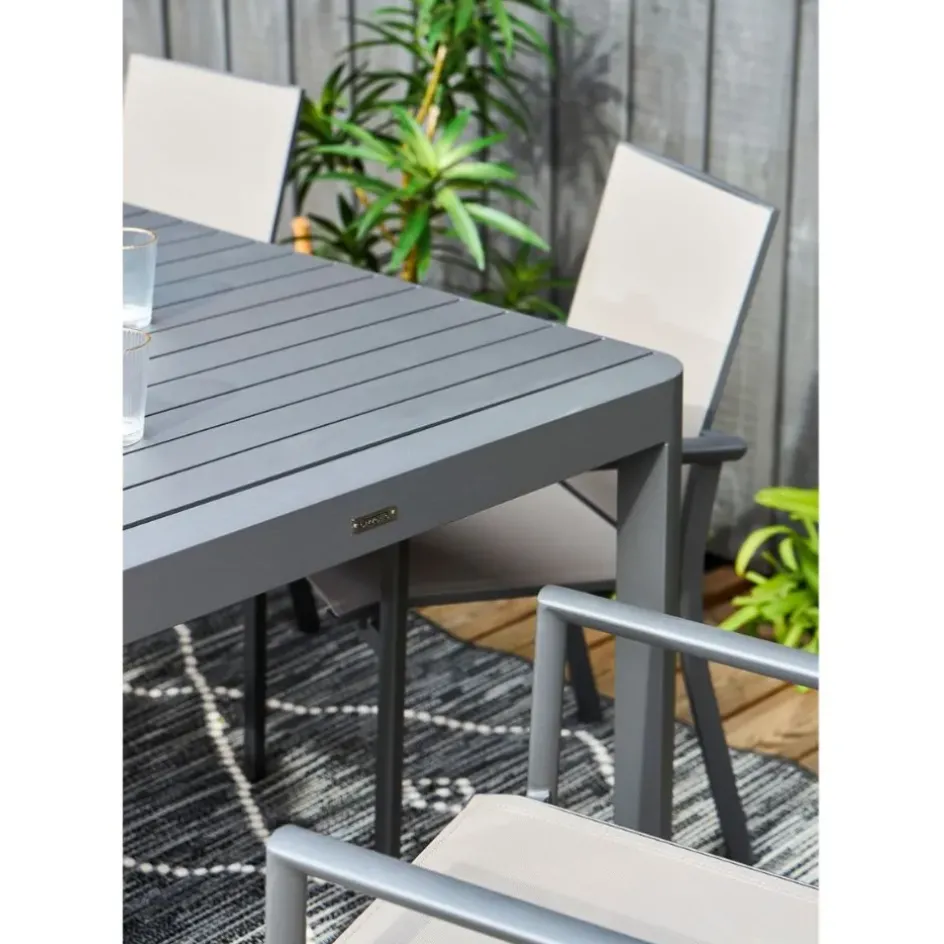 Fabrique de Styles Tables De Jardin|Jardin>Table de jardin avec allonge en aluminium 180(+60)x100cm - Kiplin Anthracite