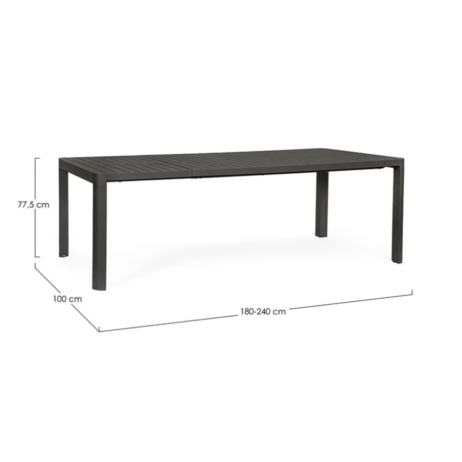 Fabrique de Styles Tables De Jardin|Jardin>Table de jardin avec allonge en aluminium 180(+60)x100cm - Kiplin Anthracite