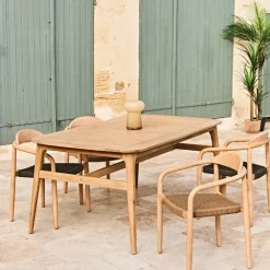 Fabrique de Styles Tables De Jardin|Jardin>Table de jardin avec rallonge en acacia naturel 180-200x100cm - Cirina Ecru