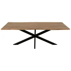 Fabrique de Styles Table De Salle À Manger>Table de repas en acacia et pieds en fer noir 220x100cm - Brooklyn Naturel, Noir