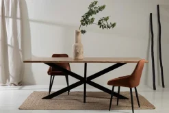 Fabrique de Styles Table De Salle À Manger>Table de repas en acacia et pieds en fer noir 220x100cm - Brooklyn Naturel, Noir