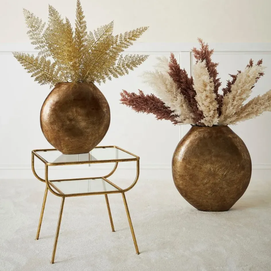 Fabrique de Styles Bouts De Canapé Et Tables D'appoint>Table d'appoint en fer e et verre - Eluminea H52cm Doré