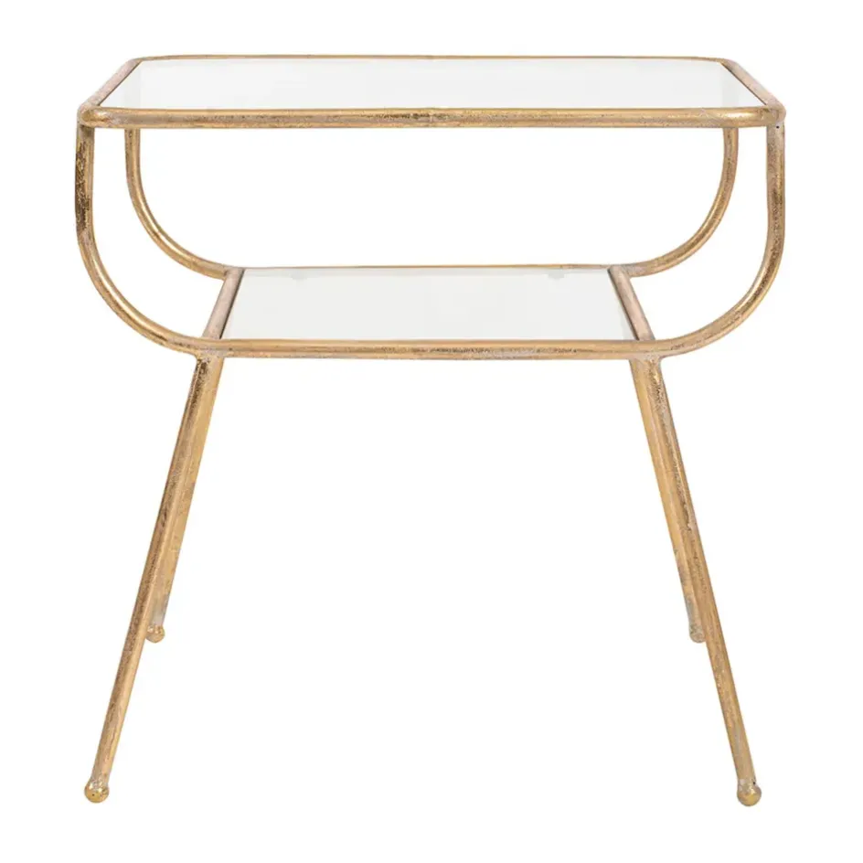 Fabrique de Styles Bouts De Canapé Et Tables D'appoint>Table d'appoint en fer e et verre - Eluminea H52cm Doré