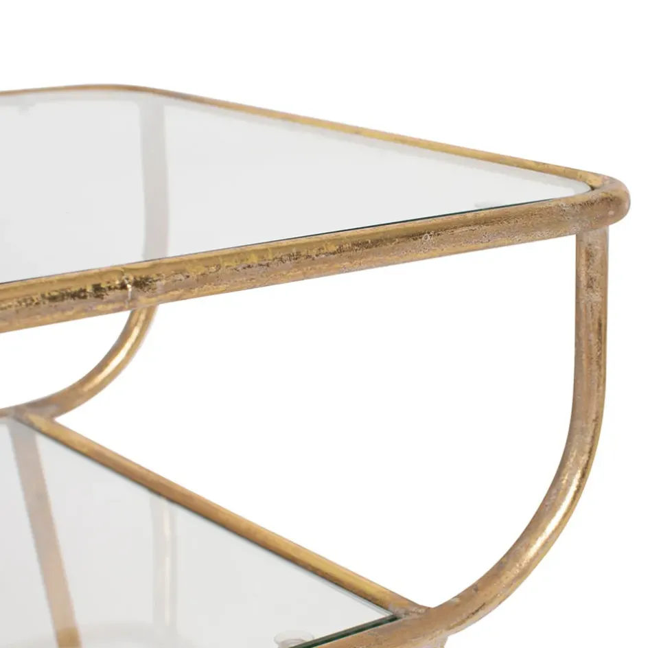 Fabrique de Styles Bouts De Canapé Et Tables D'appoint>Table d'appoint en fer e et verre - Eluminea H52cm Doré