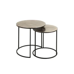 Fabrique de Styles Bouts De Canapé Et Tables D'appoint>Table d'appoint gigogne (x2) en fer argent - Felia Argenté