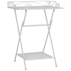 Fabrique de Styles Bouts De Canapé Et Tables D'appoint>Table d'appoint pliante en fer H67cm - Charmet Blanc