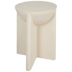 Fabrique de Styles Bouts De Canapé Et Tables D'appoint>Table d'appoint ronde effet béton ciré d40cm - Leros Blanc cassé