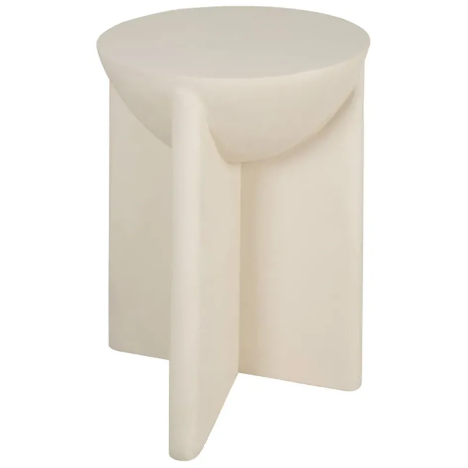 Fabrique de Styles Bouts De Canapé Et Tables D'appoint>Table d'appoint ronde effet béton ciré d40cm - Leros Blanc cassé