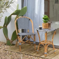 Fabrique de Styles Tables Basses, Guéridons|Jardin>Table d'appoint ronde en rotin D50cm - Mandox Blanc