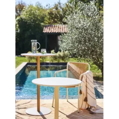 Fabrique de Styles Tables De Jardin|Jardin>Table haute d'extérieur ronde en acier d60xh100cm - Ajay Taupe