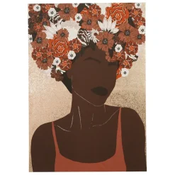 Fabrique de Styles Tableaux Et Toiles>Tableau turban fleuri terra 70x100cm Terracotta