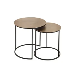 Fabrique de Styles Bouts De Canapé Et Tables D'appoint>Tables d'appoint gigogne (x2) en fer - Felia Doré