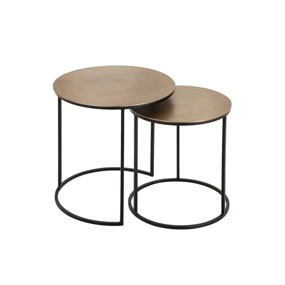 Fabrique de Styles Bouts De Canapé Et Tables D'appoint>Tables d'appoint gigogne (x2) en fer - Felia Doré