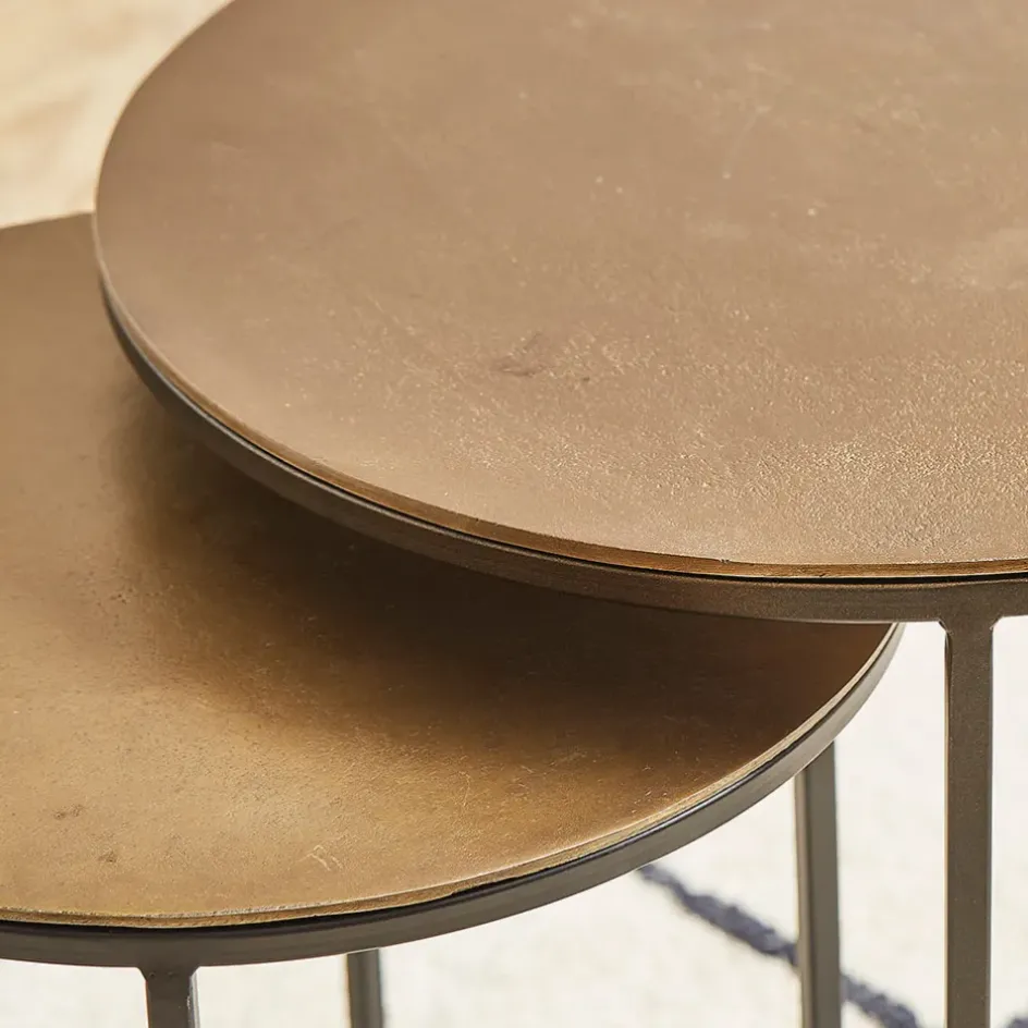 Fabrique de Styles Bouts De Canapé Et Tables D'appoint>Tables d'appoint gigogne (x2) en fer - Felia Doré