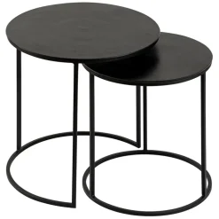 Fabrique de Styles Bouts De Canapé Et Tables D'appoint>Tables d'appoint gigogne (x2) en fer - Felia Noir