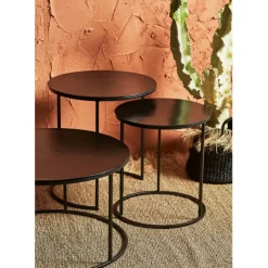 Fabrique de Styles Bouts De Canapé Et Tables D'appoint>Tables d'appoint gigogne (x2) en fer - Felia Noir