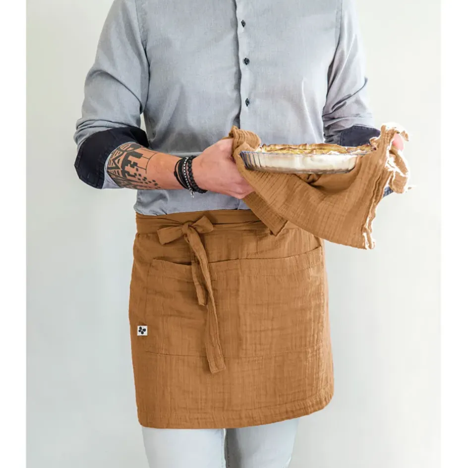 Fabrique de Styles Torchons, Tabliers Et Maniques>Tablier en gaze de coton 45x80cm - Gaia Camel