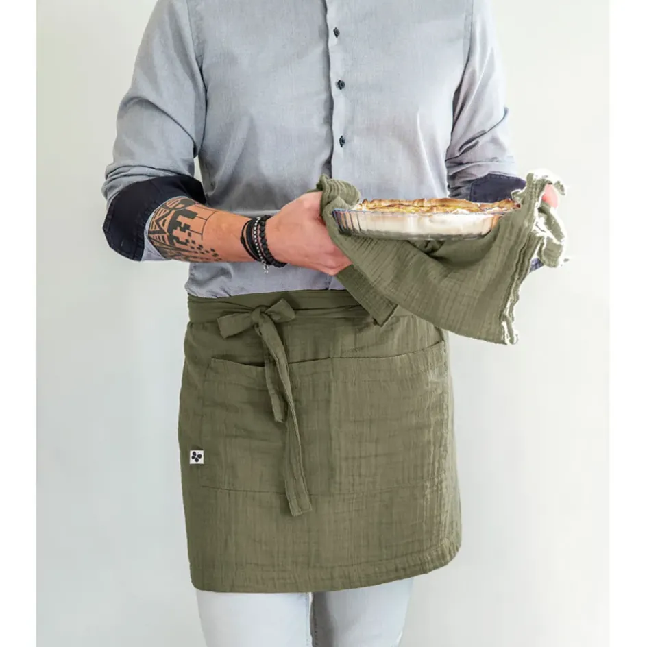 Fabrique de Styles Torchons, Tabliers Et Maniques>Tablier en gaze de coton 45x80cm - Gaia Romarin