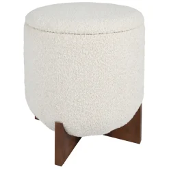 Fabrique de Styles Poufs Et Tabourets>Tabouret coffre en tissu et pin - Alpinia Blanc