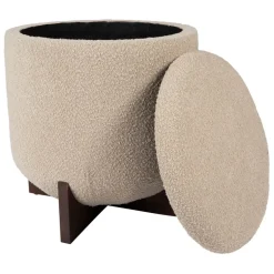 Fabrique de Styles Poufs Et Tabourets>Tabouret coffre en tissu et pin - Alpinia Beige