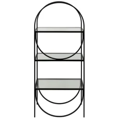 Fabrique de Styles Bibliothèques Et Étagères>Étagère 3 niveaux en verre et fer h120cm - Lernet Noir