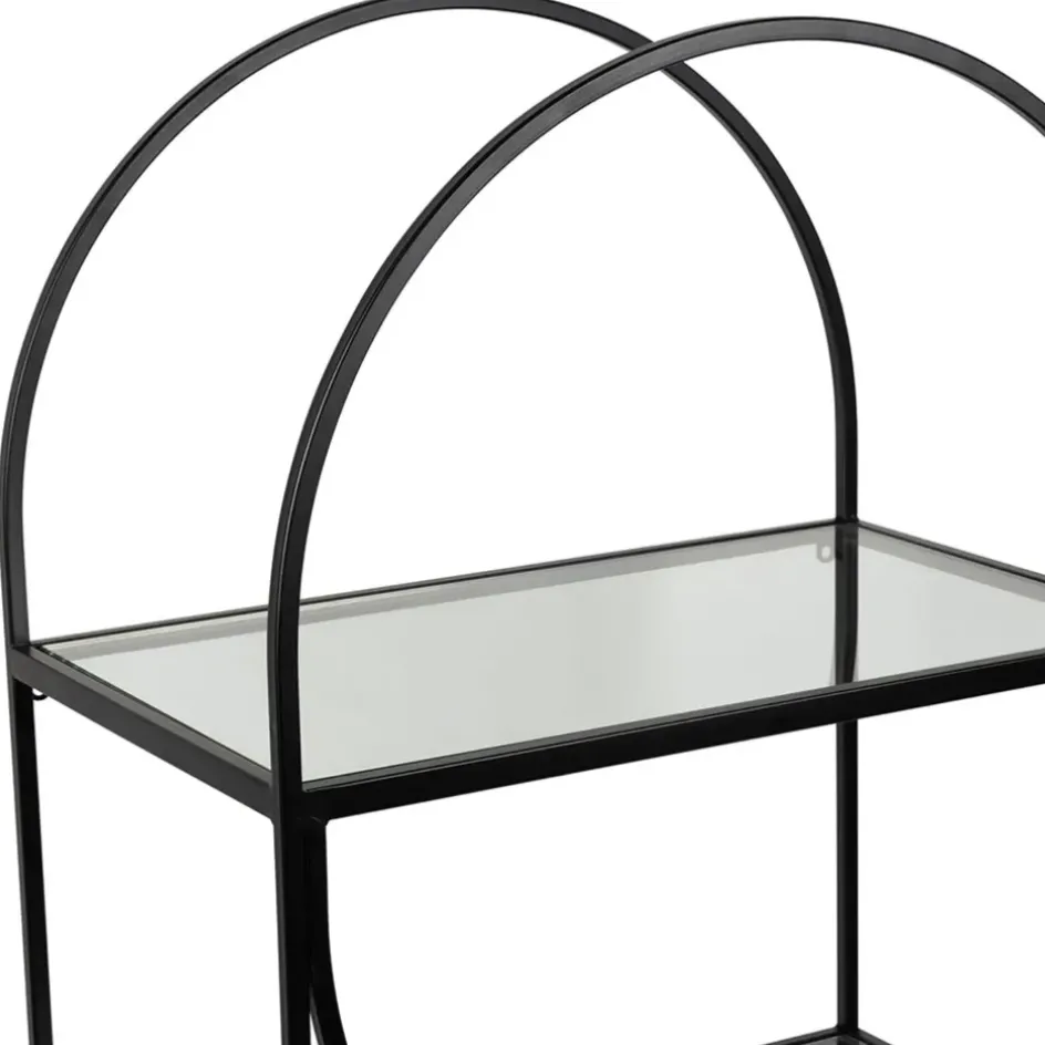 Fabrique de Styles Bibliothèques Et Étagères>Étagère 3 niveaux en verre et fer h120cm - Lernet Noir