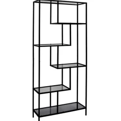 Fabrique de Styles Bibliothèques Et Étagères>Étagère en métal verre fumé h180cm - Edgard Noir