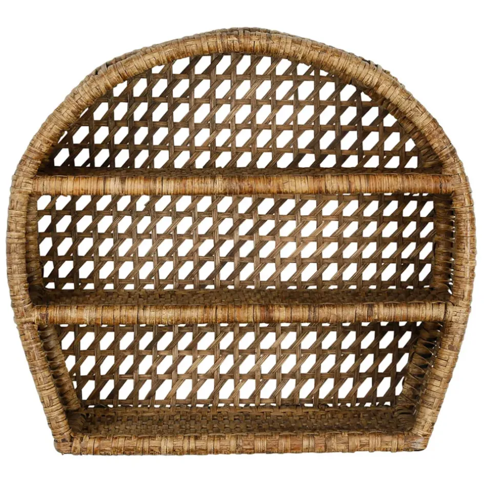 Fabrique de Styles Étagères Murales>Étagère murale 3 niveaux en rotin h41cm - Ednna Brun